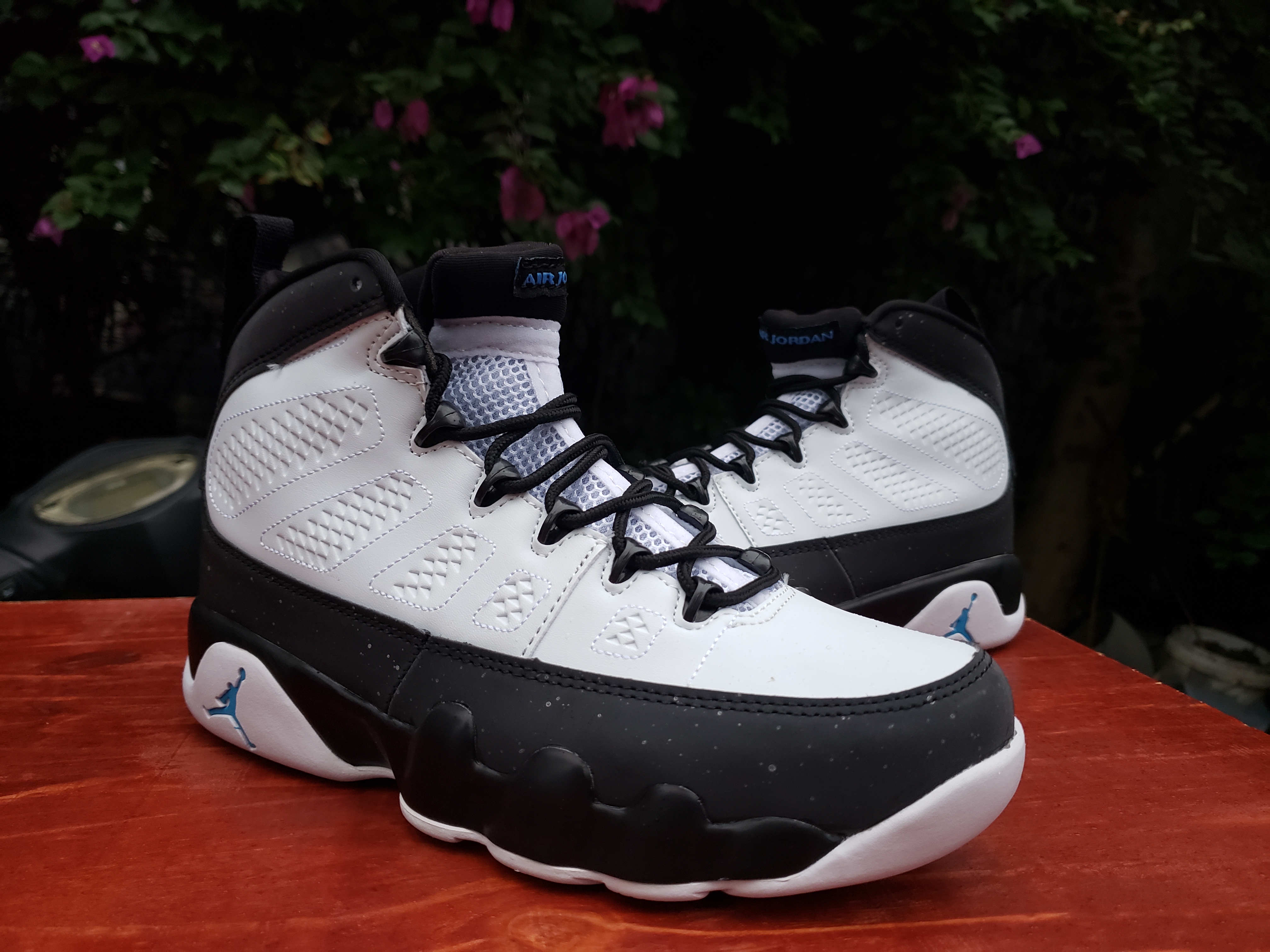 New Men Air Jordan 4 White Black Blue Shoes